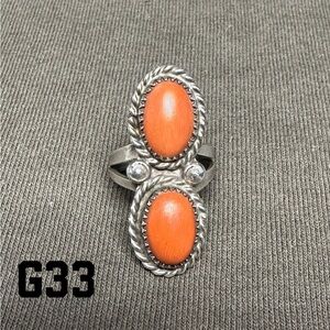 Truly Vintage Coral & Sterling Silver Ring – Size 7 – G33